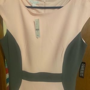 Pink with gray fit and flare dress